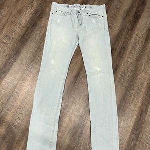 Mens RVCA light wash distressed jeans